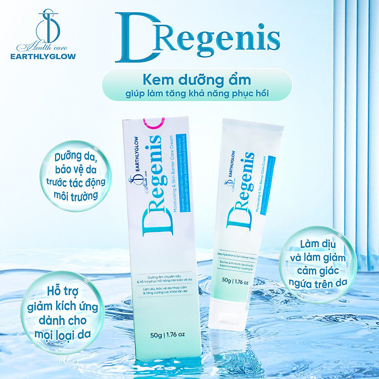 Kem Dưỡng Ẩm, Phục Hồi Da D-REGENIS 50g Đặc Biệt Cho Da Nhạy Cảm, Da Khô, Da Lão Hóa Thiếu Ẩm, Da Chàm Và Viêm Da Cơ Địa