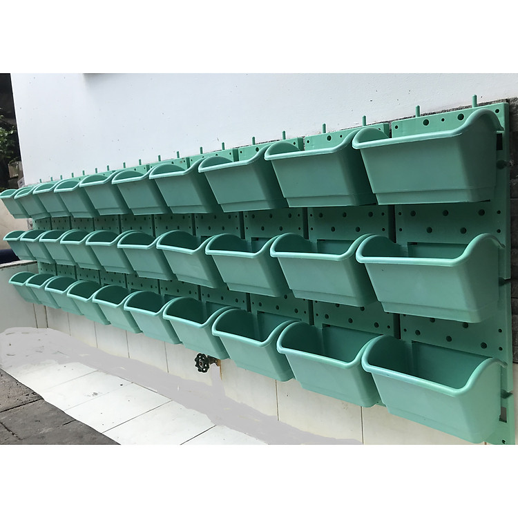 1m2 Vườn tường HOLO - Khung chậu nhựa trồng cây trồng rau trồng hoa trên tường - Nhiều màu (10 khung + 30 chậu)