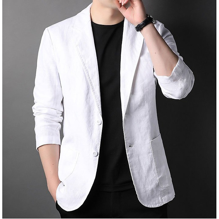 Áo Blazer nam chất liệu Linen dài tay thời trang phong cách Hàn Quốc- Blazer Bz06