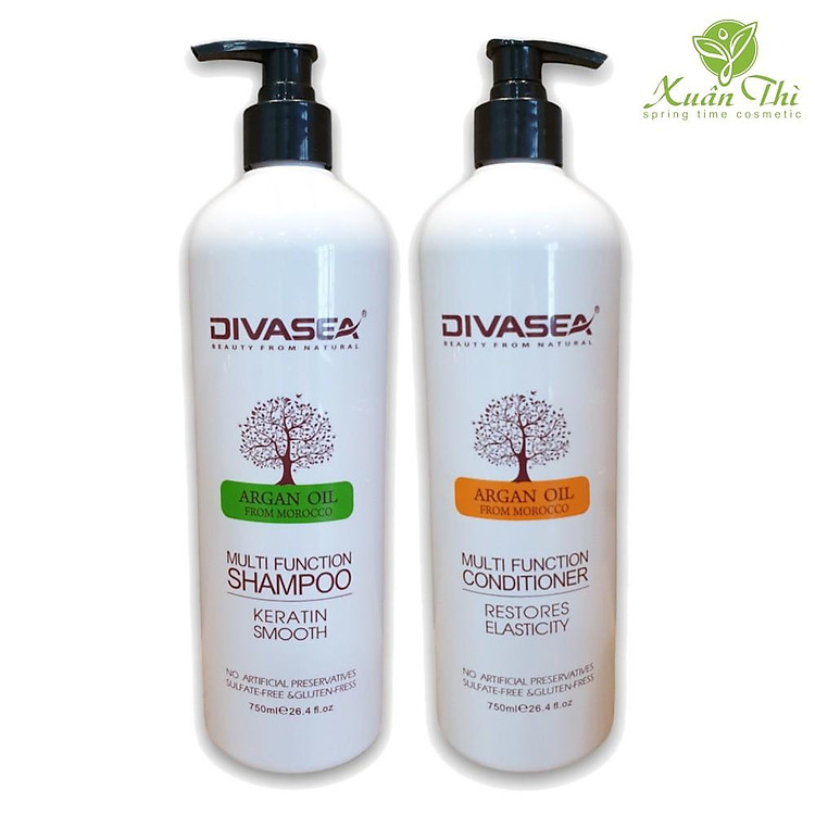 Cặp Gội + Xả Đa năng DIVA 750ml Multi Function ngăn gàu, chống gãy rụng với tinh dầu thiên nhiên nuôi dưỡng tóc