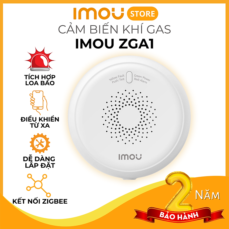 Cảm biến Khí gas Imou ZGA1 - Tích hợp chuông báo động lớn, Giao thức Zigbee - Hàng chính hãng