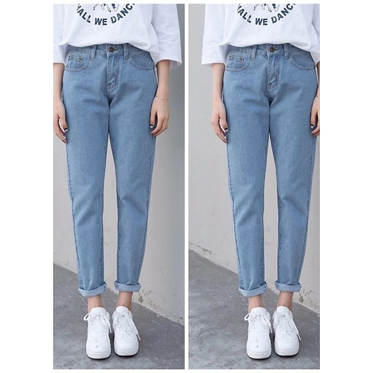 QUẦN JEAN BAGGY NỮ BIG SIZE TRƠN TRUYỀN THỐNG XANH ĐẬM XANH NHẠT THỜI TRANG