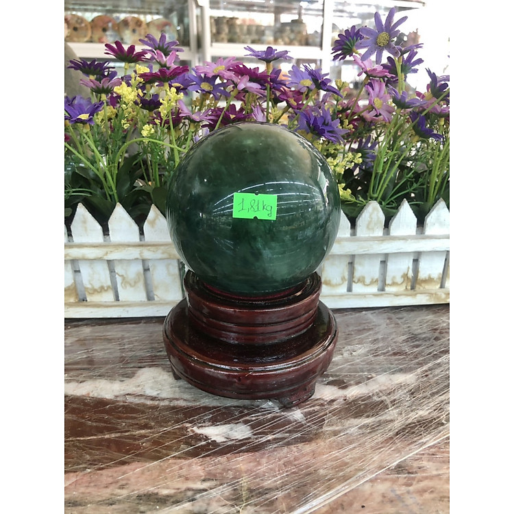 Quả cầu phong thủy đá thạch anh xanh - Đường kính 10,3 cm