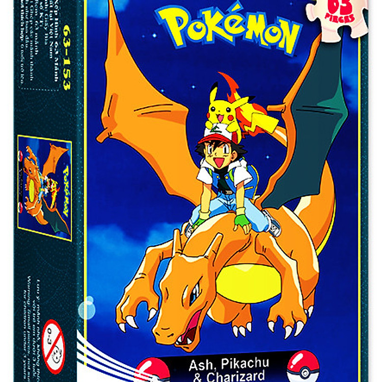 Tranh xếp hình Ash, Pikachu, Charizard Chính hãng Giá rẻ - Hình ảnh 2