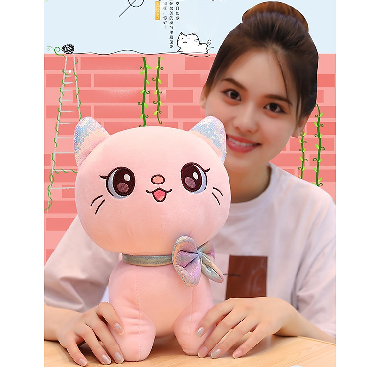 Mèo bông cao cấp cho bé - 35cm Chính hãng Ưu đãi - Hình ảnh 3
