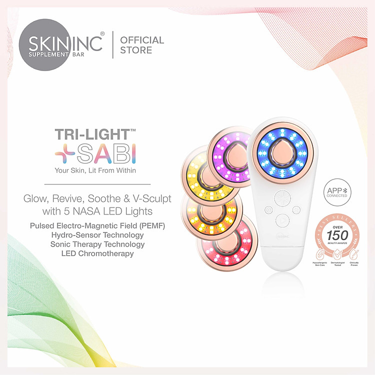 Máy Massage Cầm Tay Chăm Sóc Da Mặt Đèn LED Cao Cấp Skin Inc Tri-Light + SABI AI LED Facial Device
