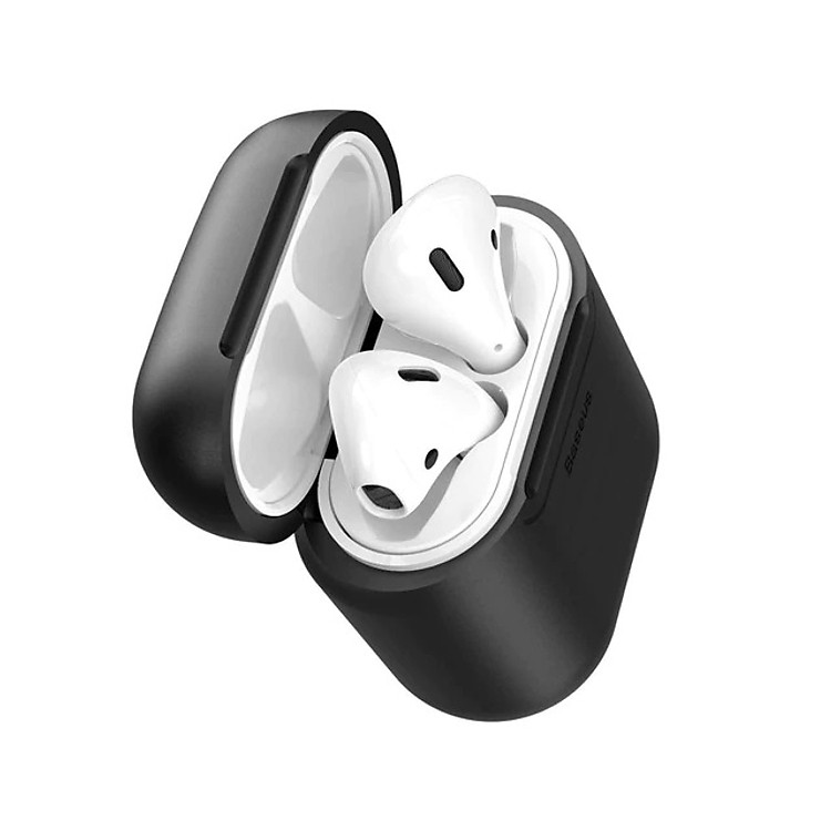 Bao case silicon kiêm sạc nhanh không dây Apple Airpods Baseus (Chống sốc, chuẩn sạc Qi, chứng nhận MFI của Apple) - Hàng chính hãng