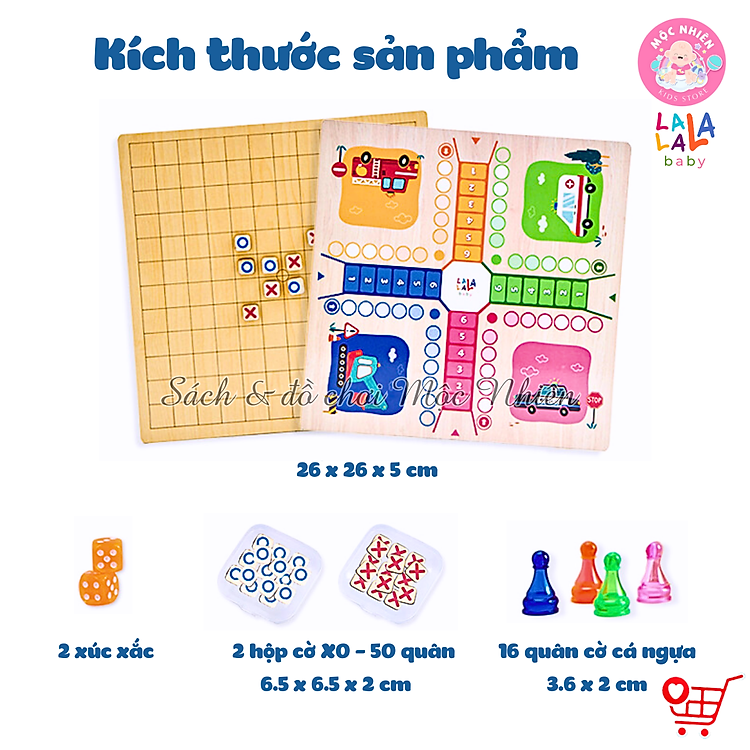 Bộ cờ gỗ 2 mặt Lala 2in1 Chính hãng Giá tốt - Hình ảnh 4