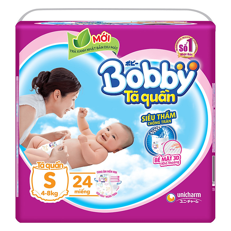 Tã Quần Bobby Gói Trung S24 (24 Miếng)