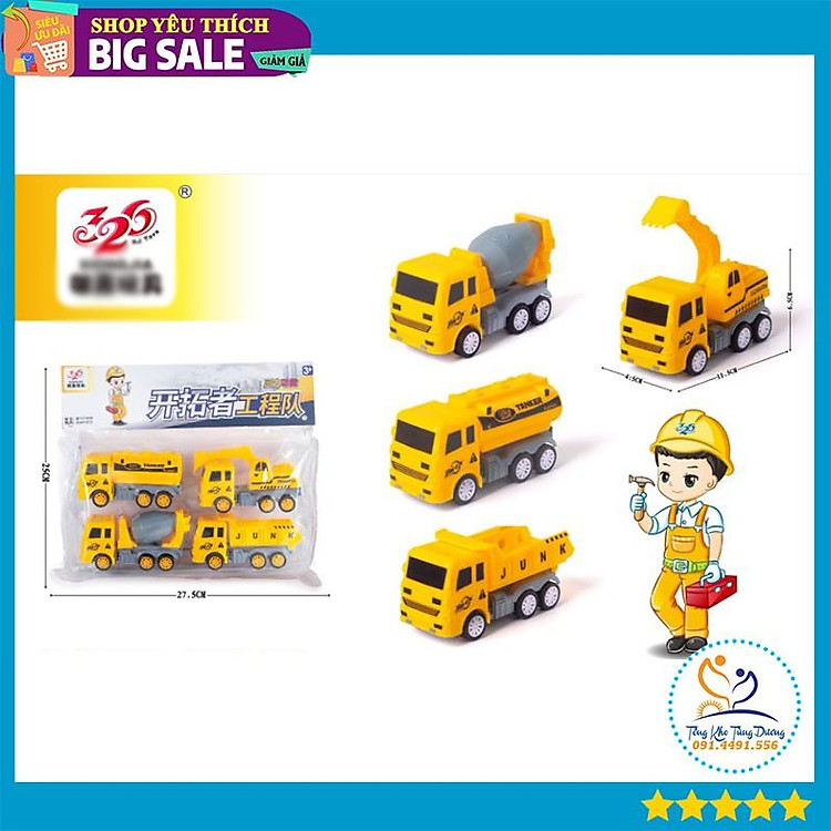 Set 4 xe công trình cho bé Chính hãng Giá tốt - Hình ảnh 3