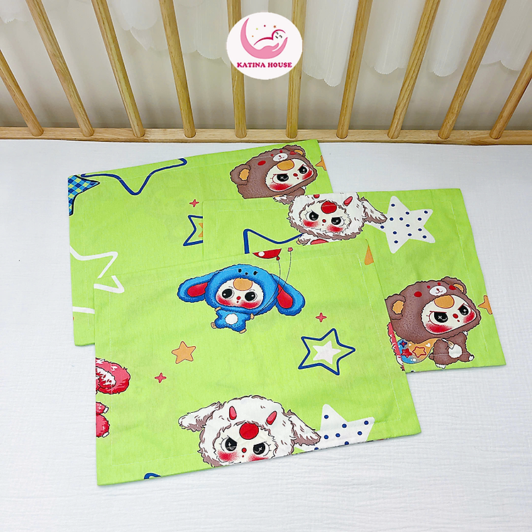 Vỏ áo gối nằm cho bé Katina House, vải cotton TL mát, họa tiết hoạt hình thân thiện