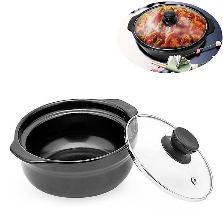 Nồi Đất Kho Thịt Cá Lòng Sâu Nắp Kính Size Lớn 2500ML Tiện Dụng