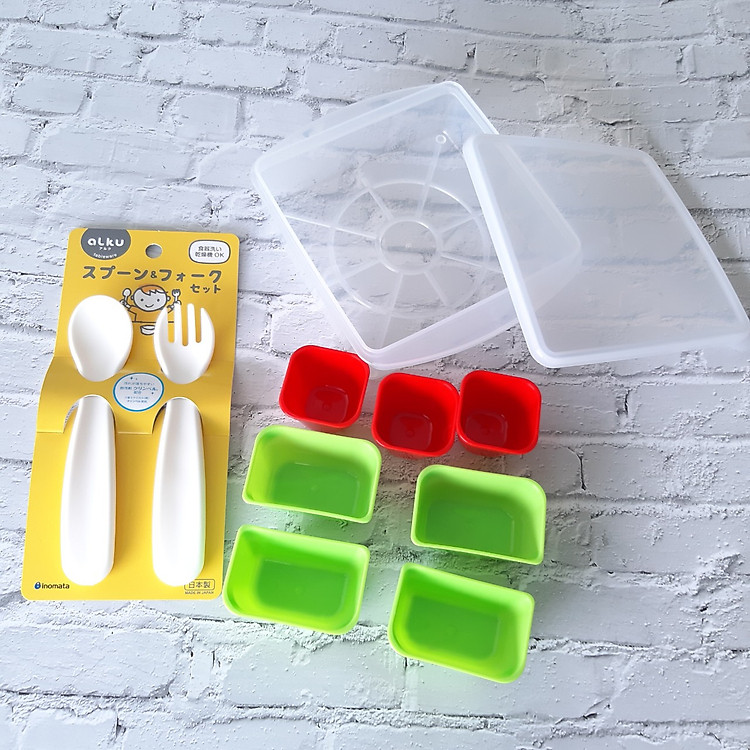 Combo khay ăn dặm 7 ngăn & thìa nĩa Nhật Chính hãng Giá rẻ - Hình ảnh 5