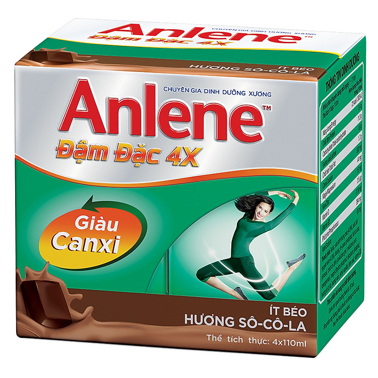 Lốc 4 Hộp Sữa Anlene Đậm Đặc 4X Ít Béo Hương Chocolate (4 x 125 ml)