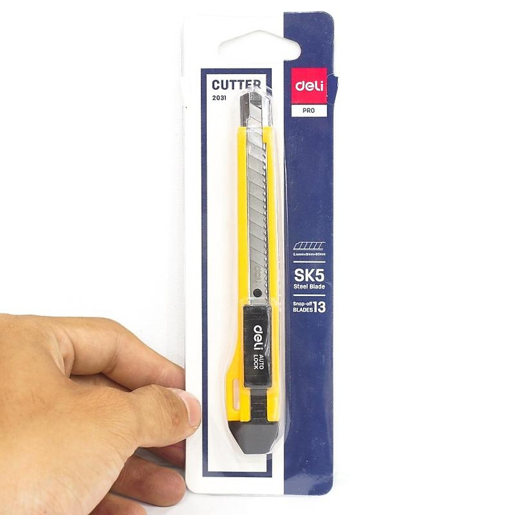 Dao Trổ 2 Lưỡi Nhỏ Khóa Tự Động Deli 2031 - Ảnh 3