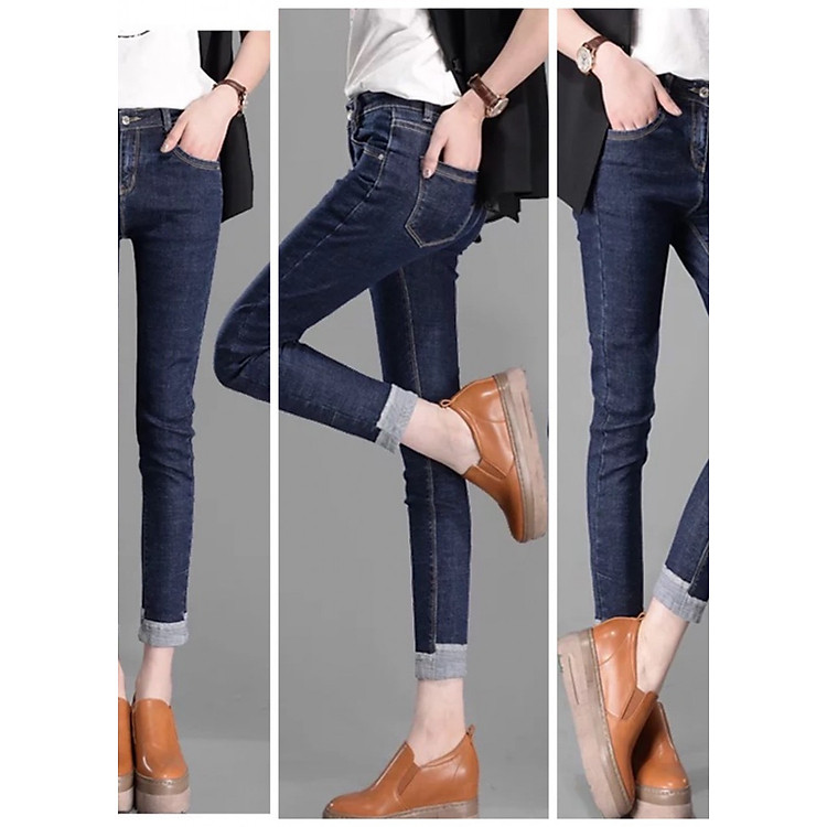 QUẦN JEAN 9 TẤC XẮN LAI LỬNG BIG SIZE MÀU MUỐI TIÊU CO DÃN MẠNH LUNG CAO CÓ 2 MÀU XANH ĐẬM VÀ ĐEN