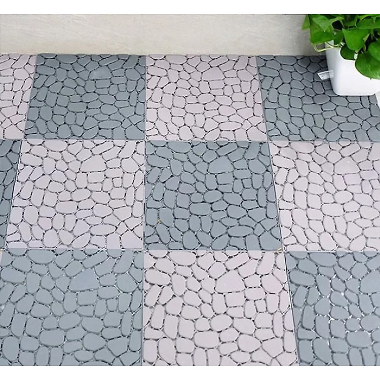 10 Vỉ Nhựa Lót Sàn Cao Cấp Hình Viên Sỏi (10 Tấm) - (Nhựa Giả Gỗ)