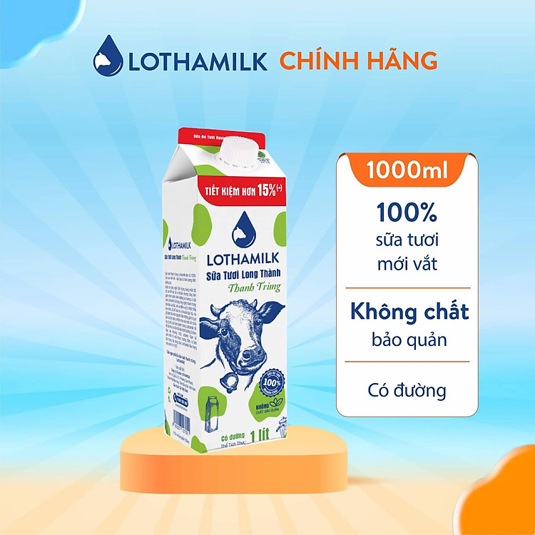 Sữa tươi thanh trùng Lothamilk hộp 1L