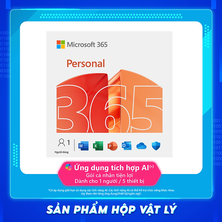 Phần mềm Microsoft 365 Personal | 12 tháng | Dành cho 1 người | 5 thiết bị/tài khoản | Word, Excel, PowerPoint | 1TB OneDrive