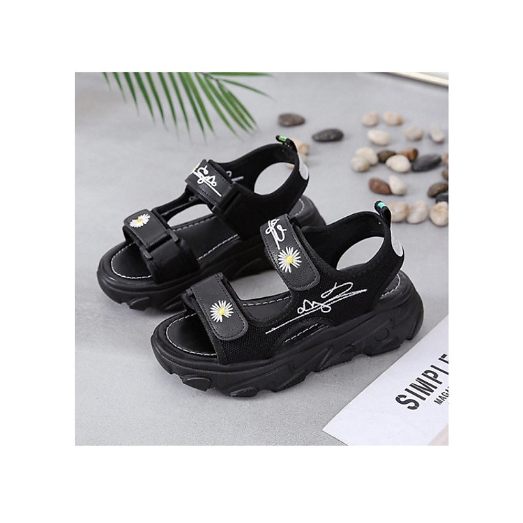 Sandal nữ thời trang đế cao kiểu dáng cao cấp 2 quai ngang hoa cúc cực sịn SD03