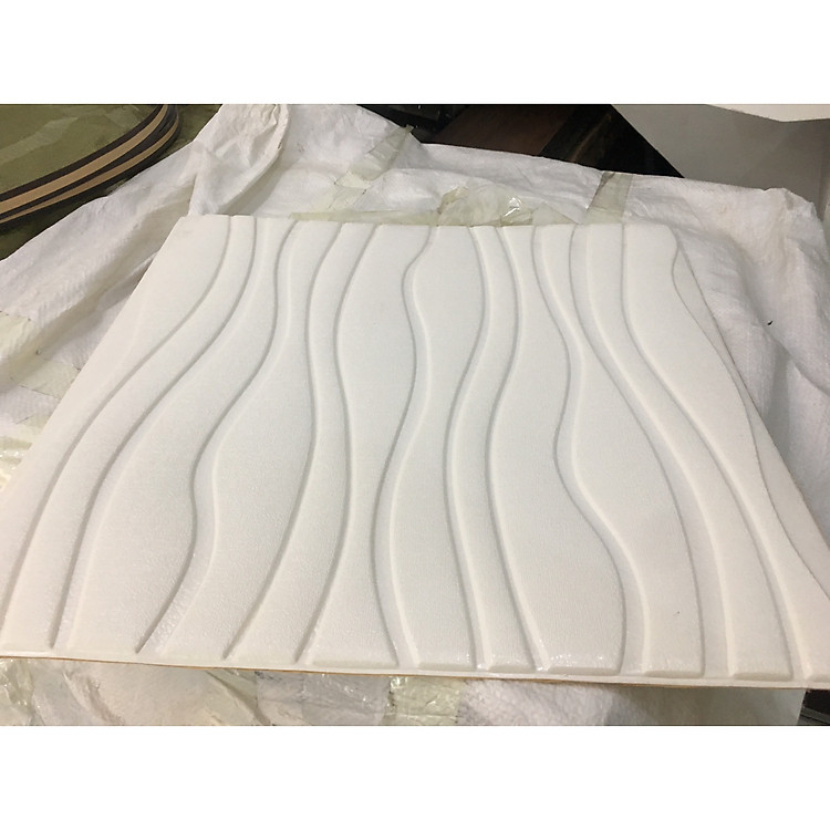 Bộ 10 tấm xốp dán tường 3D vân sóng