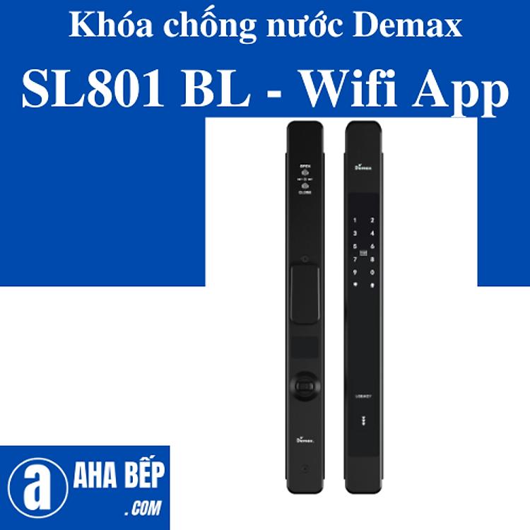 Khóa cửa chống nước Demax SL801 BL - Wifi App. Hàng Chính Hãng