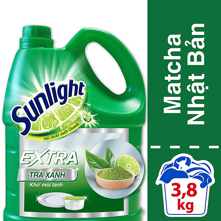Nước Rửa Chén Sunlight Trà Xanh Dạng Chai 3.8kg