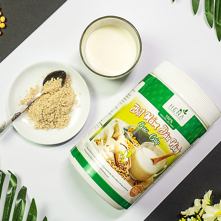 Mầm Đậu Nành Nguyên Xơ Cao Cấp Hena 500g - Bột Mầm Đậu Nành Tăng Vòng 1 với 100% Nguyên Liệu Hữu Cơ - Đã Được Kiểm Nghiệm và Công Bố Chất Lượng - Sản Phẩm Chính Hãng, Thương Hiệu Cao Cấp