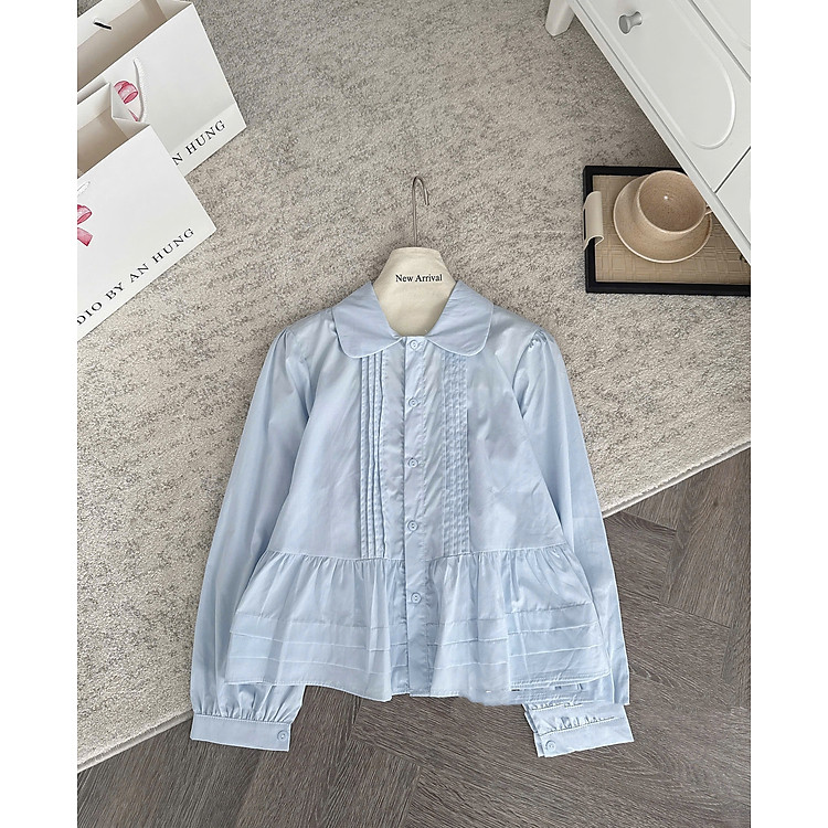 Áo Sơ Mi Nữ Cổ Sen Viền Ngực Vintage – Áo Sơ Mi Form Dáng Cổ Điển, Tone Màu Dễ Mặc Thanh Lịch