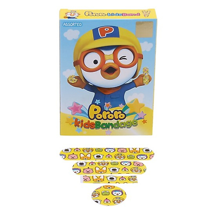 Băng Keo Cá Nhân in hình KIDS BAND Pororo 4 Size Young Chemical 20 Miếng