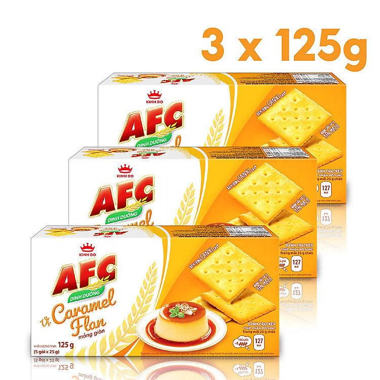 Combo 3 Hộp Bánh Dinh Dưỡng AFC Vị Caramel Flan Mỏng Giòn 3x109g