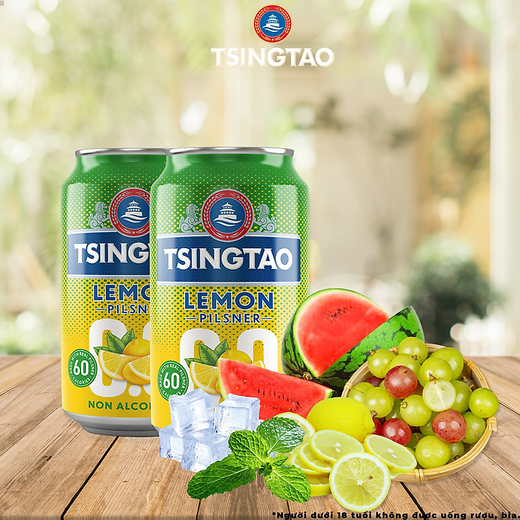 Bia Tsingtao Chanh 0 Độ - Lon 330ml - Thùng 24 Lon