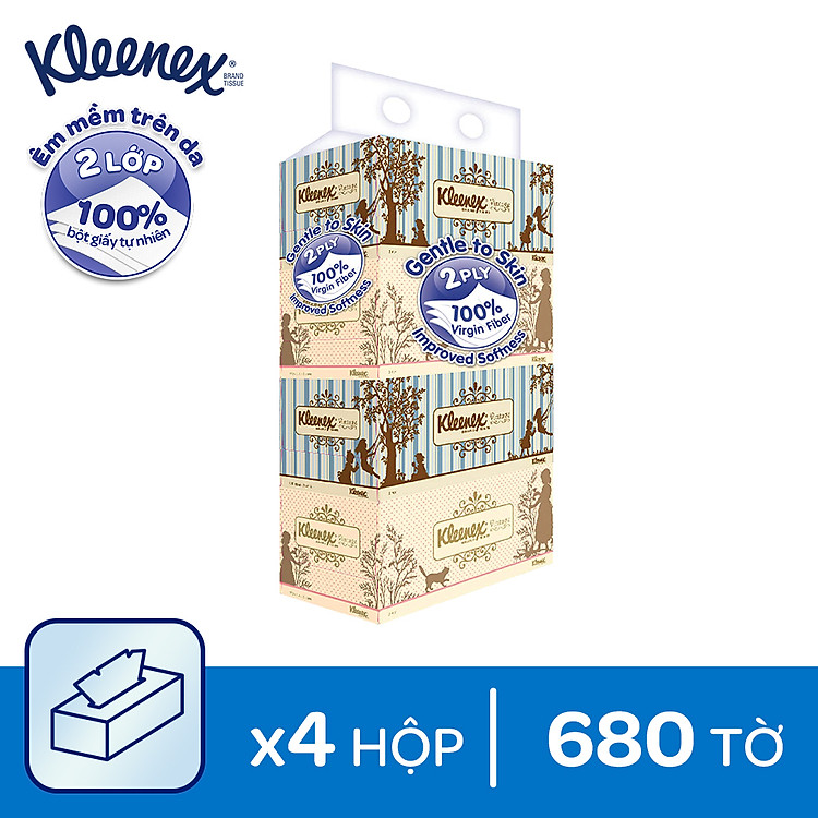 Combo 4 Giấy hộp Kleenex VINTAGE 170 tờ x 2 lớp