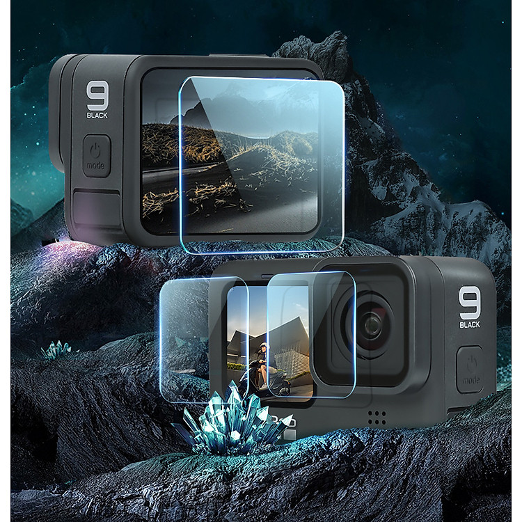 Bộ 4 miếng dán cường lực cho Gopro 11 10 9 Telesin (Hàng chính hãng) - Kính cường lực 9H cho máy quay hành trình