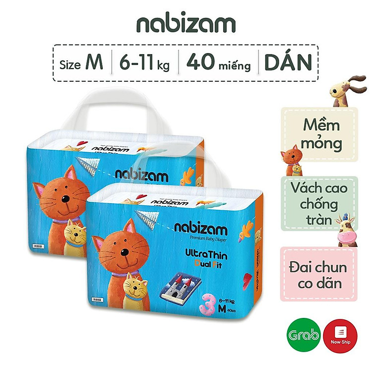 Mua Combo 2 Bịch Tã Dán NABIZAM Size M Chính hãng Giá tốt