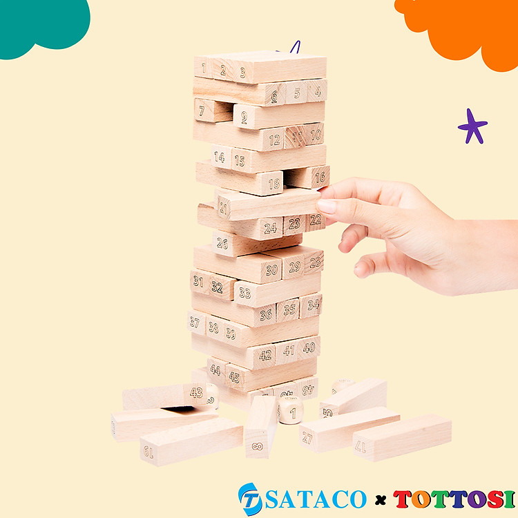 Tháp gỗ 48 thanh SATACOxTOTTOSI cho gia đình Chính hãng Giá rẻ - Hình ảnh 2