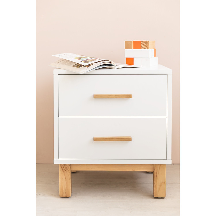 Tủ Đầu Giường MOHO TYLER Màu Trắng Phối Gỗ