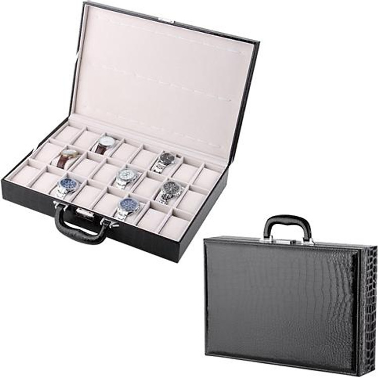 Hộp Đựng Đồng Hồ 24 Ngăn Vỏ Da Dạng Vali - Mã 536