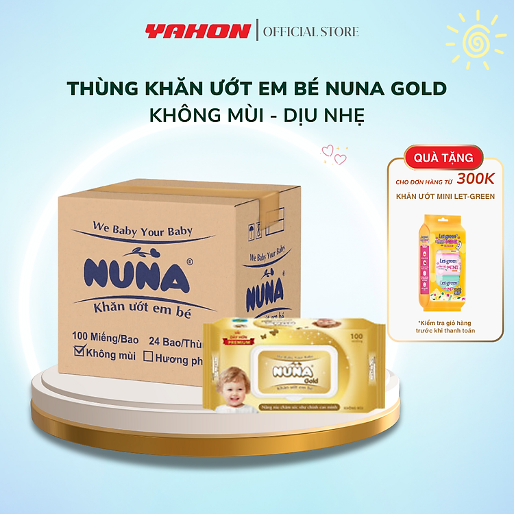 Tham Khảo tại ConCung: Thùng Khăn Giấy Ướt NUNA Gold 100 Miếng , nhận ngay nhiều Ưu đãi