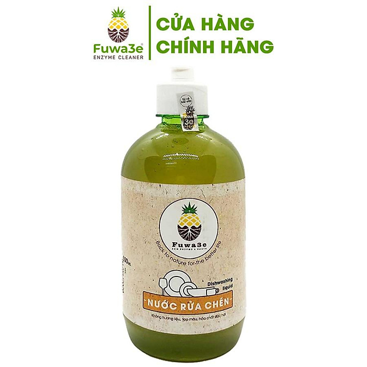 Nước rửa bát hữu cơ Fuwa3e organic Enzyme sinh học 500ml an toàn cho bé bảo vệ da tay