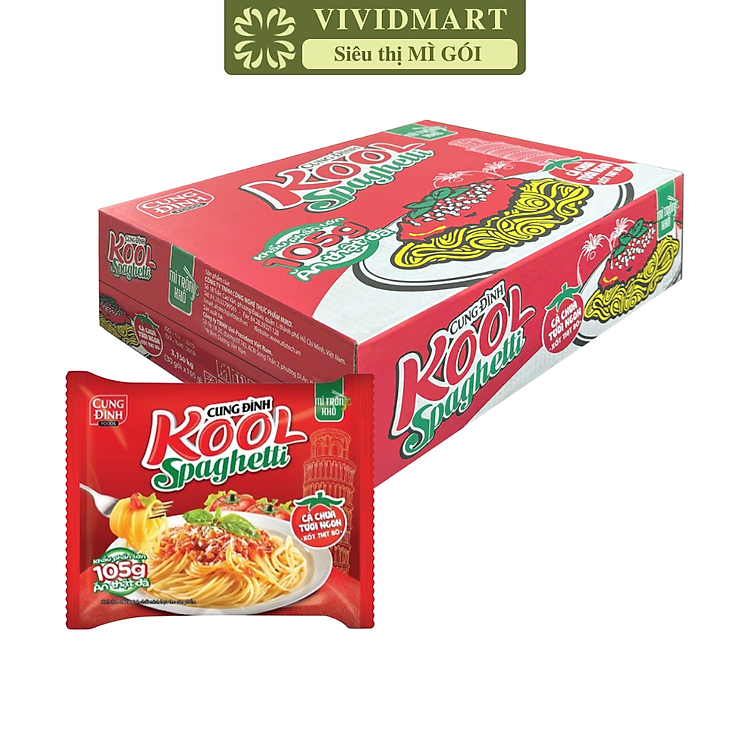 AFOTECH - Mì trộn Cung Đình Kool Spaghetti gói Xốt thịt bò cà chua, Mì ý sốt bò bằm Cung Đình Kool (105g/gói)