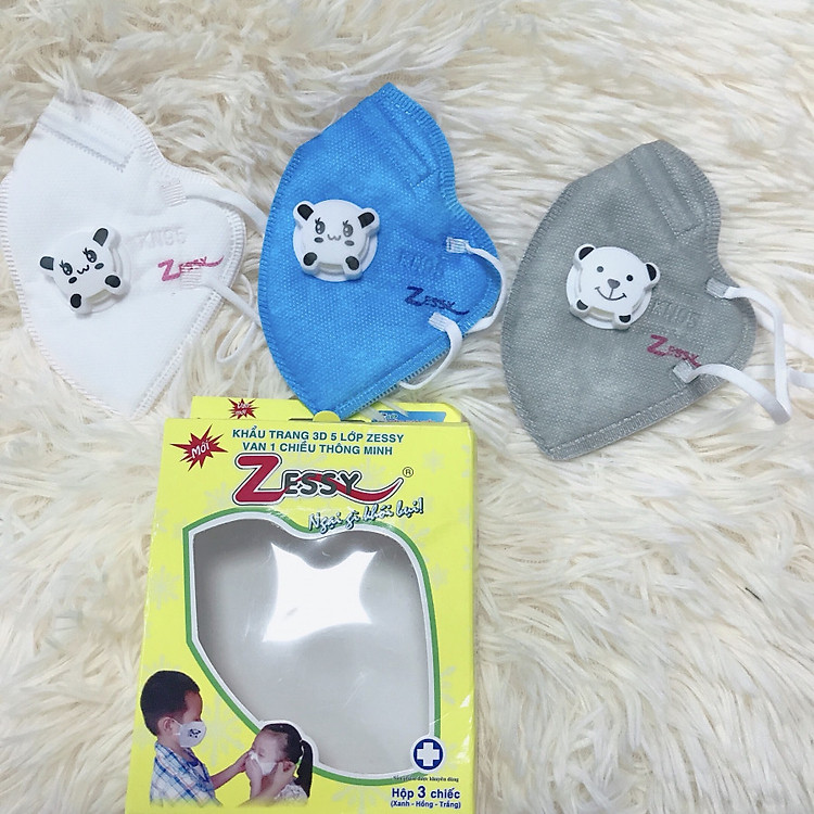Khẩu trang 3D 5 Lớp - Van 1 chiều thông minh ( hộp 3 chiếc) cho bé 2-8 tuoi