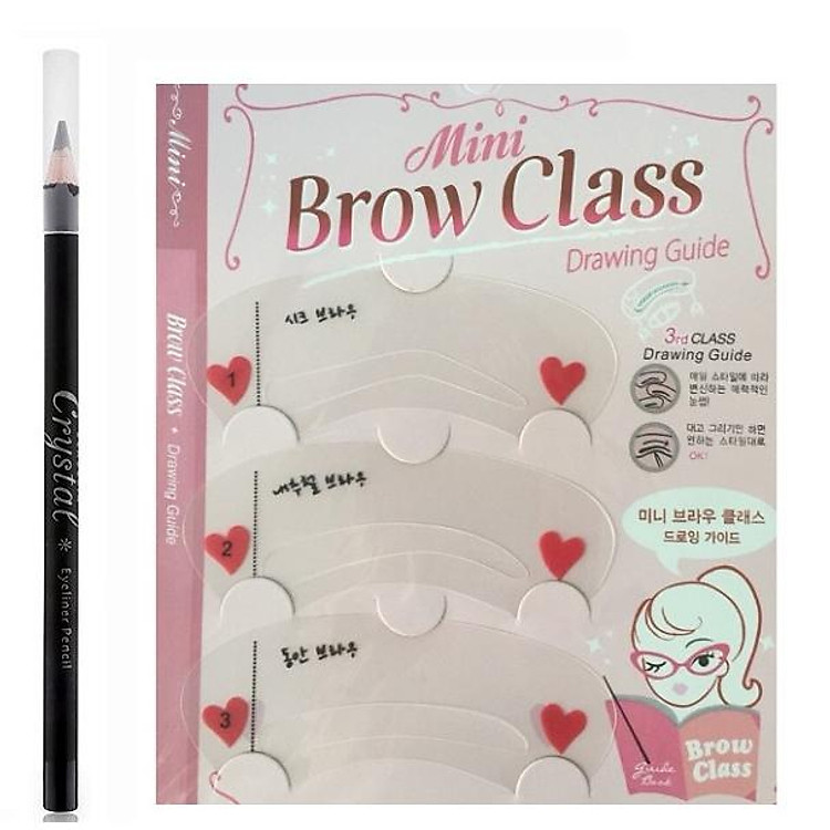 Combo 1 bút chì kẻ mí mắt một màu đen Hàn quốc Beauskin + 1 bộ khuôn mày ( 3 khuôn)