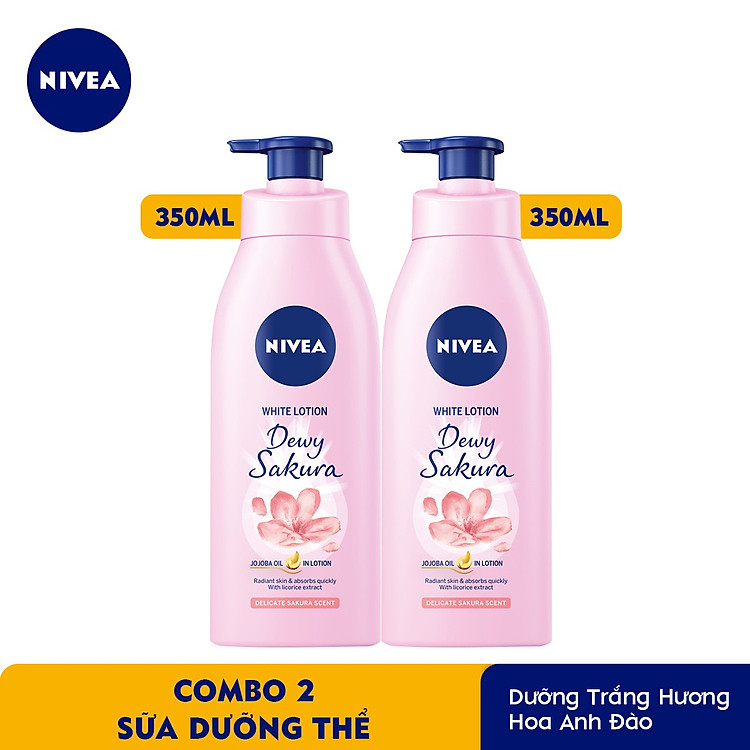 Combo 2 Sữa Dưỡng Thể Dưỡng Trắng NIVEA Hương Anh Đào Dewy Sakura (350ml) - 85703