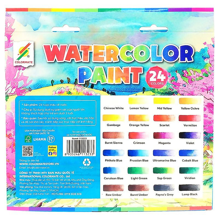 Hộp 24 Tuýp Màu Vẽ Nước 12ml Colormate - Ảnh 6