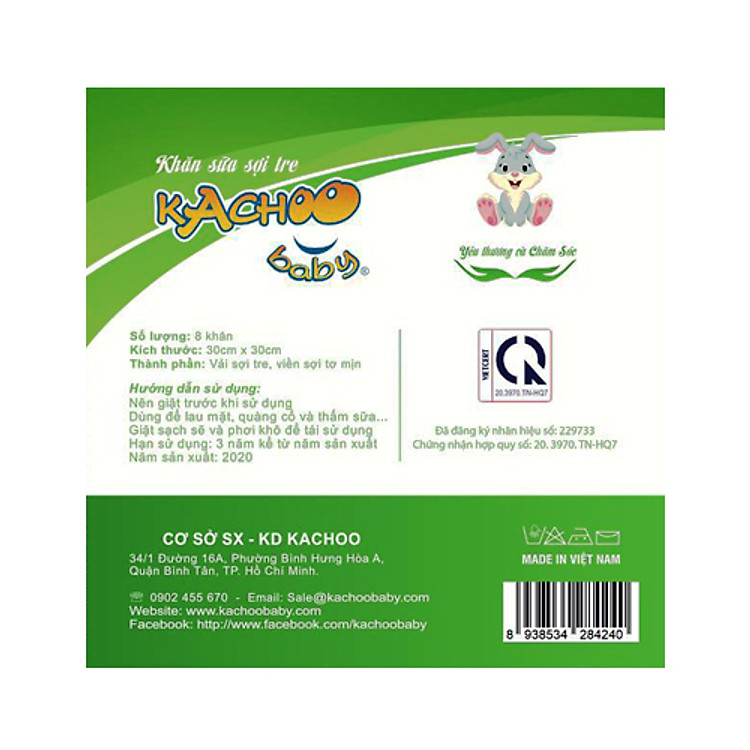 Khăn sữa sợi tre KACHOOBABY, 8 cái Chính hãng Giá rẻ - Hình ảnh 5