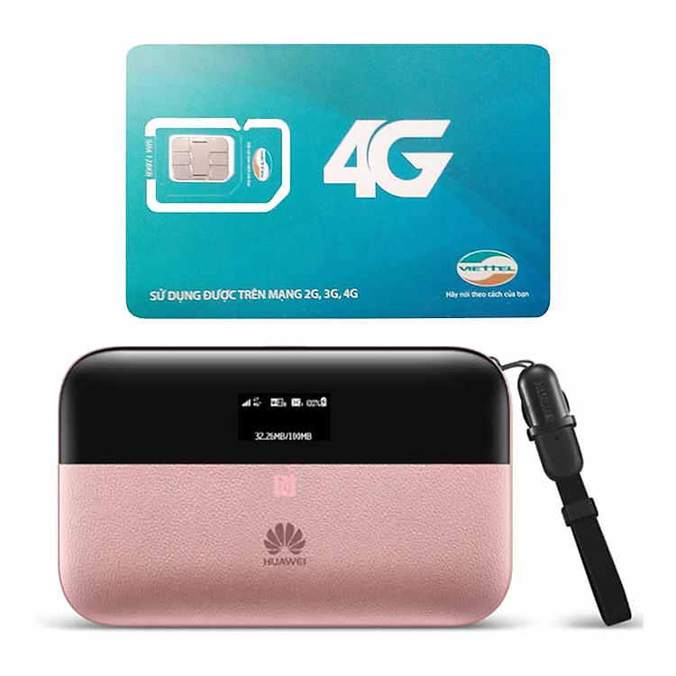 Huawei E5885 | Bộ phát wifi 4G LTE 300Mbps + Sim Viettel 3G/4G 3GB/Ngày - Hàng Nhập Khẩu
