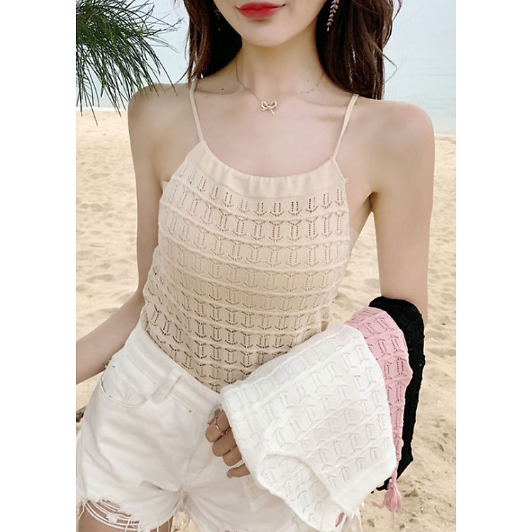 Áo 2 Dây Nữ Ôm Body Cổ Yếm