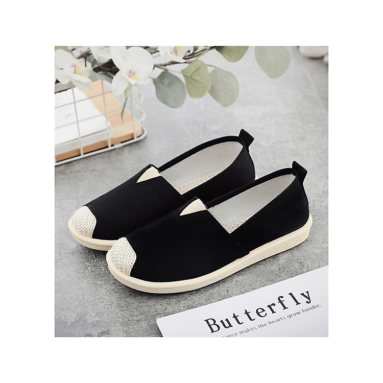 Giày lười slip on nữ bọc cói vintage dáng basic GL1