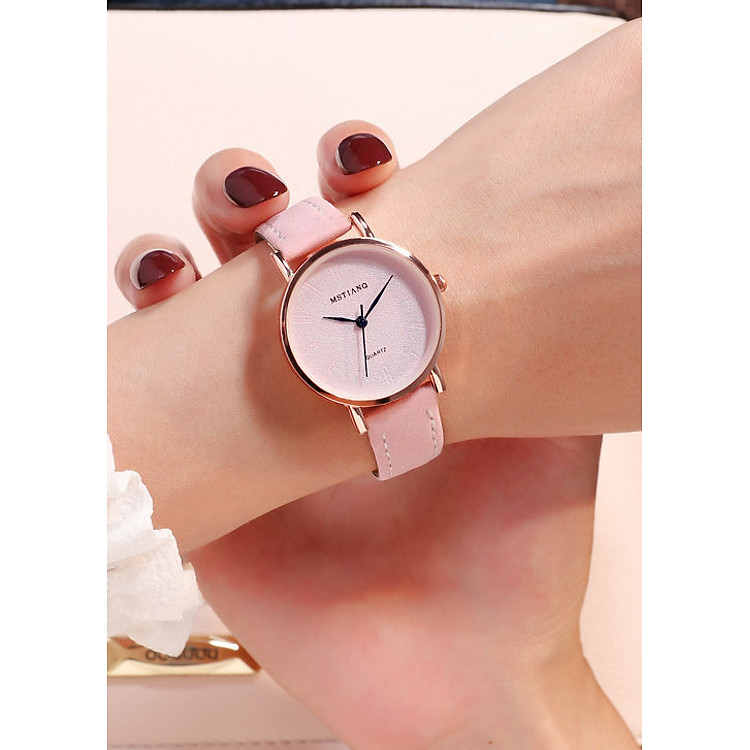 ĐỒng hồ nữ thời trang dây da nữ tính sang trọng quyến rũ phong cách M01